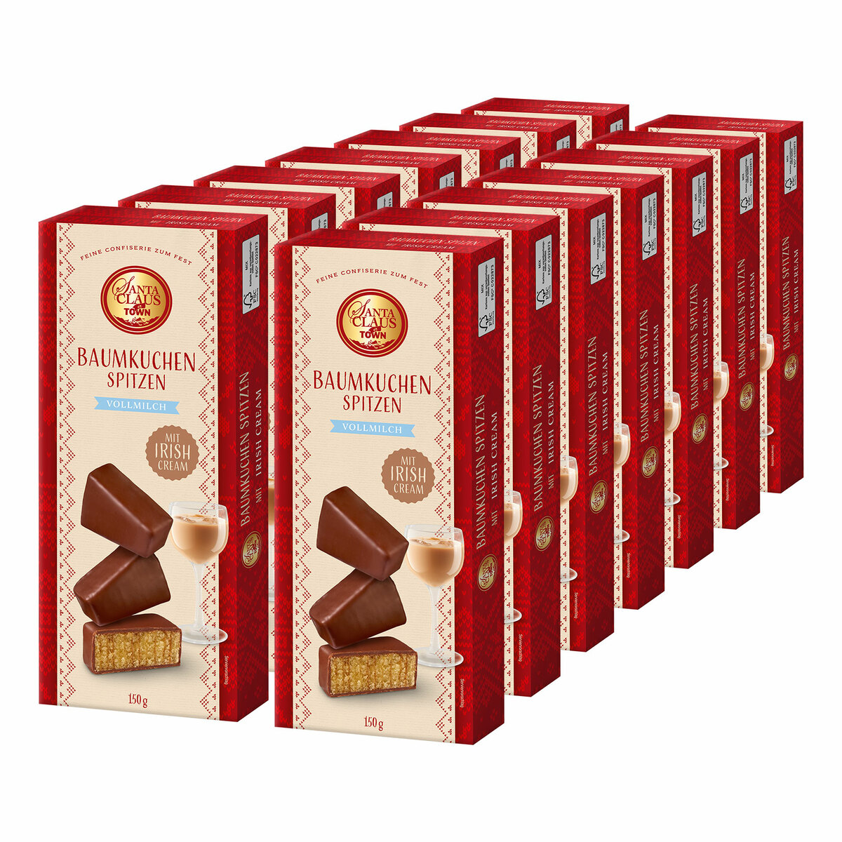 Bild 1 von Santa Claus in Town Baumkuchenspitzen Vollmilch Irish Cream 150 g, 14er Pack