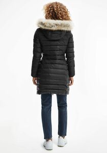 Tommy Jeans Steppmantel TJW ESSENTIAL HOODED DOWN COAT mit abnehmbarem Fellimitat an der Kapuze