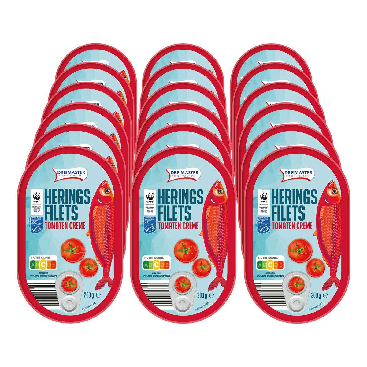 Bild 1 von Dreimaster Heringsfilet in Tomatencreme 200 g, 18er Pack