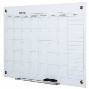 Vinsetto Kalendertafel mit Radiergummi und 4 Markern weiß 90 x 60 x 0,2 cm (BxTxH)   Magnettafel Planungstafel Memoboard Whiteboard