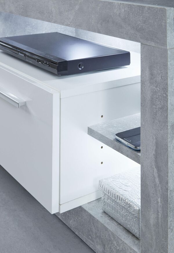 Bild 4 von INOSIGN Lowboard Gwendolyn (1 St), TV Schrank,weiße Hochglanzfronten, TV Board 1 Klappe, 4 Fächer