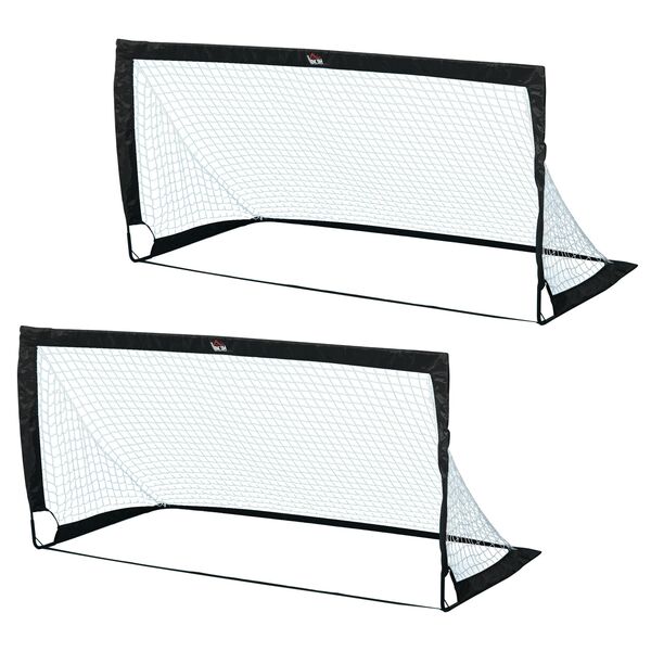 Bild 1 von HOMCOM Fußballtor im 2er Set schwarz, weiß 90 x 86 x 89 (BxTxH) | Fußballnetz Trainingstor Trainingsnetz Tor mit Netz Ballspiel