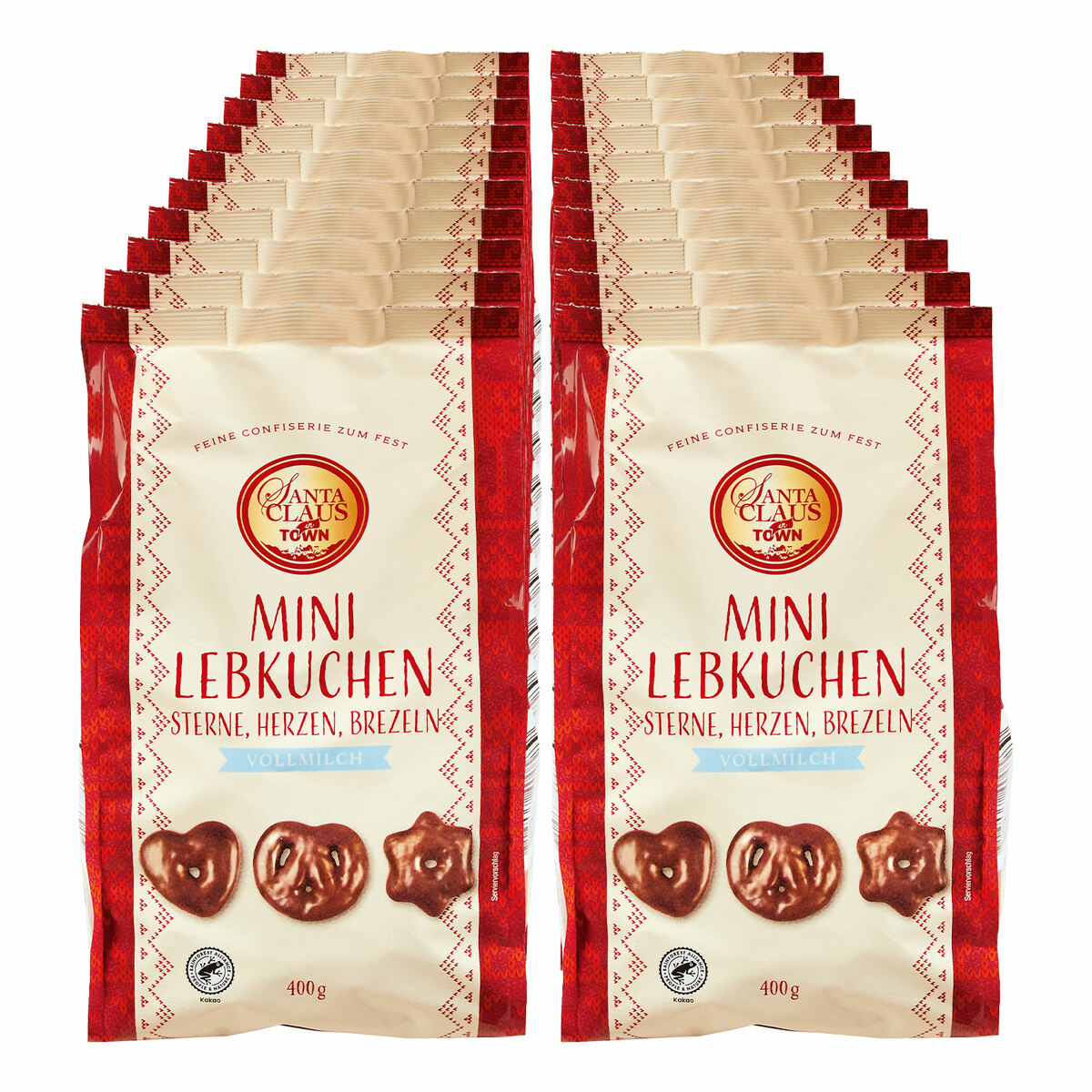Bild 1 von Santa Claus in Town Mini Sterne/Herzen/Brezeln Vollmilch 400 g, 20er Pack