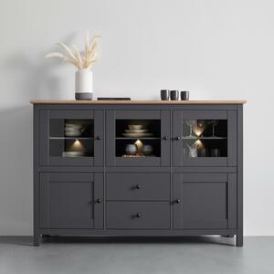 Sideboard 'Claudio', dunkelgrau/eiche