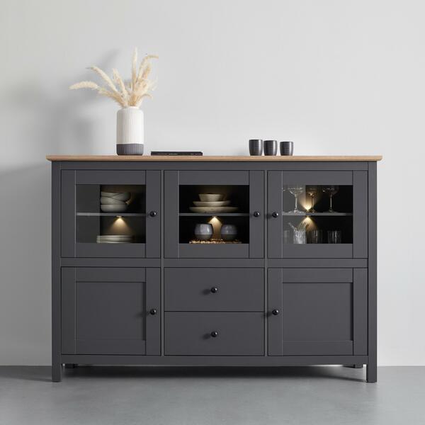 Bild 1 von Sideboard 'Claudio', dunkelgrau/eiche