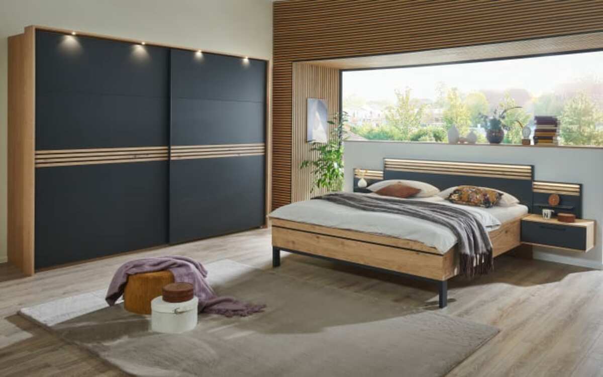 Bild 1 von Schlafzimmer Cabrillo, basalt, Absetzungen in Balkeneiche furniert, 180 x 200 cm
