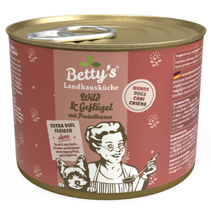 Betty's Landhausküche Wild & Geflügel 6 x 200g für Hund