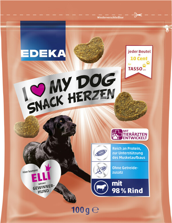 Bild 1 von EDEKA I Love My Dog Snack Herzen 100G