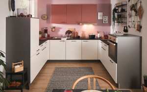 Express Küchen - Einbauküche Win, weiß/kaminrot, inkl. Elektrogeräte