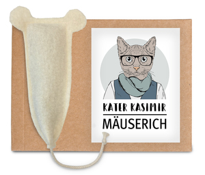 Kater Kasimir handgemähte Premium XL Spielmaus aus echtem Wollfilz mit Katzenminze