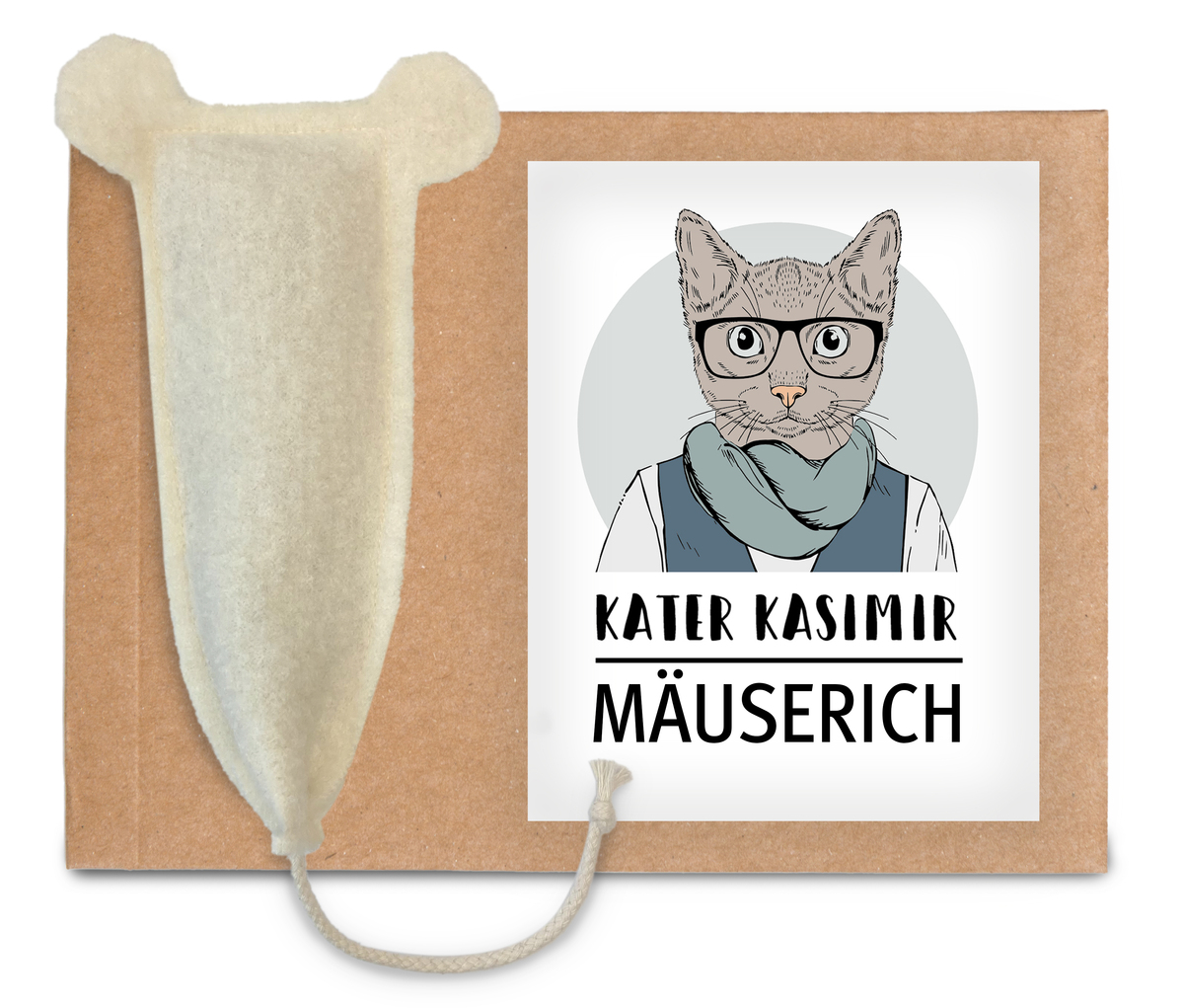 Bild 1 von Kater Kasimir handgemähte Premium XL Spielmaus aus echtem Wollfilz mit Katzenminze