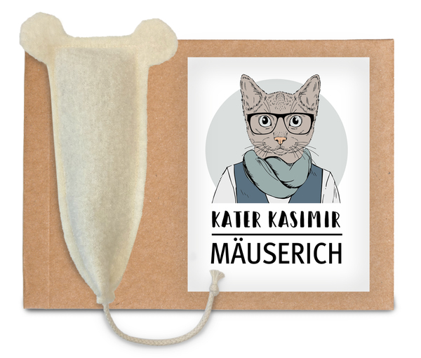 Bild 1 von Kater Kasimir handgemähte Premium XL Spielmaus aus echtem Wollfilz mit Katzenminze