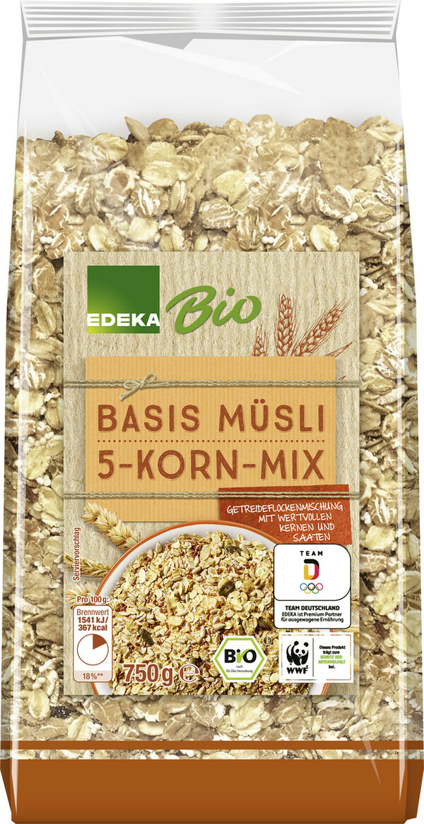 Bild 1 von EDEKA Bio Basis Müsli 5-Korn-Mix 750G