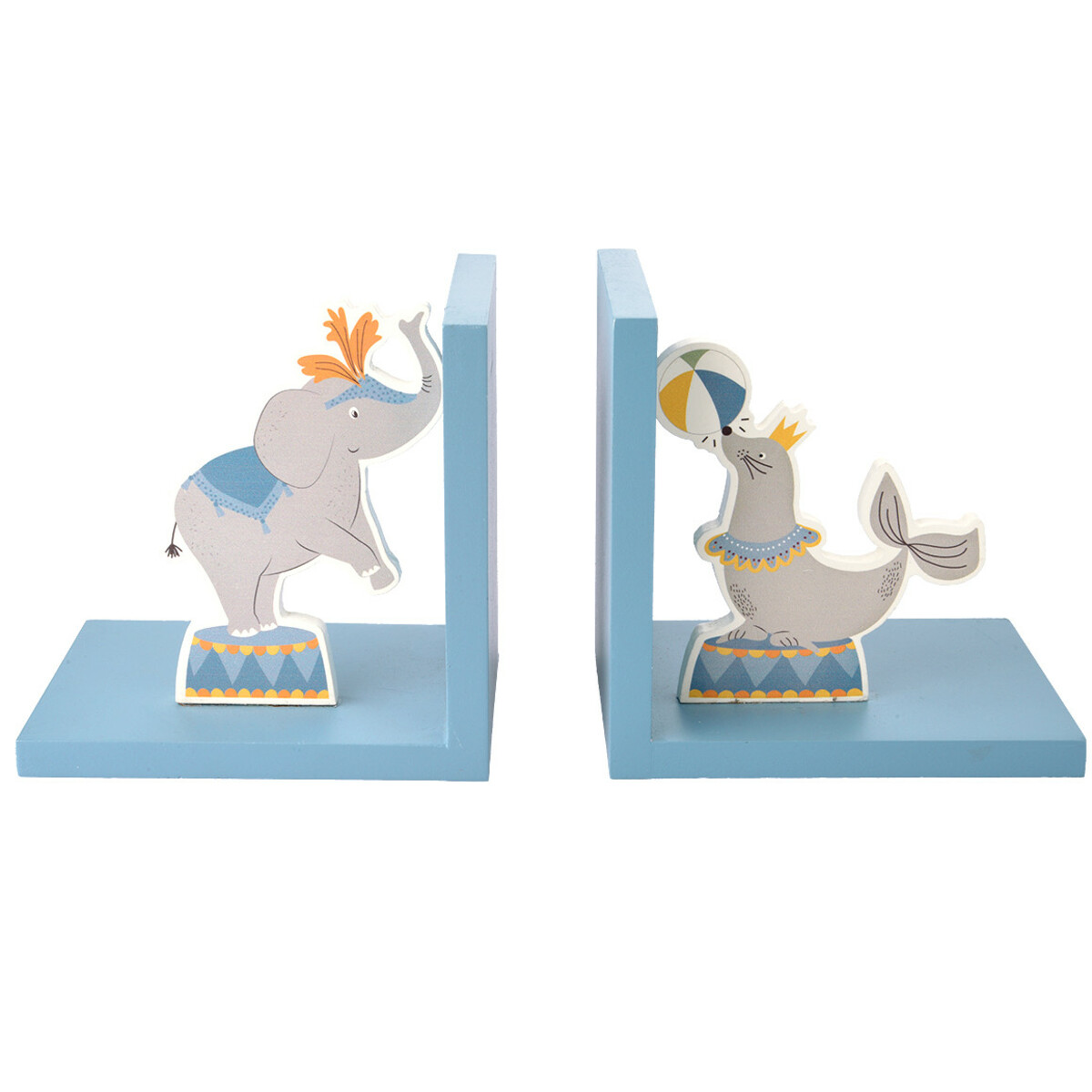 Bild 1 von 2er Set Buchstützen mit Zirkus-Motiv