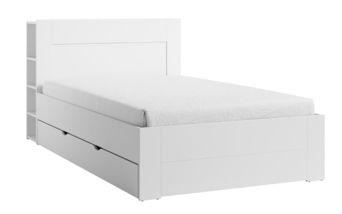 Bild 2 von Stauraumbett Jaris, weiß, 140 x 200 cm, mit Regalelement und Bettschubkasten