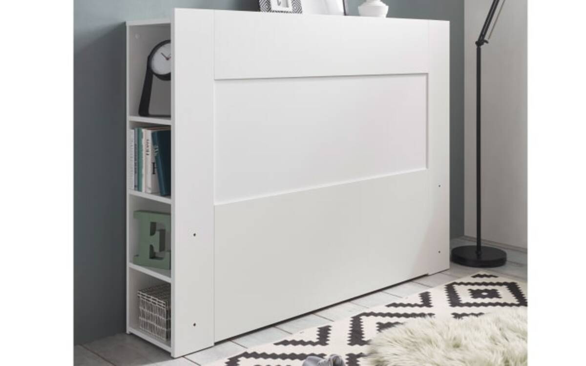 Bild 3 von Stauraumbett Jaris, weiß, 140 x 200 cm, mit Regalelement und Bettschubkasten