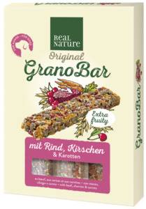 REAL NATURE Grano Bar Riegel 100g mit Rind, Kirschen & Karotten
