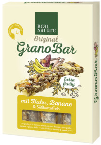 REAL NATURE Grano Bar Riegel 100g mit Huhn, Banane & Süßkartoffeln