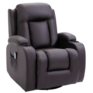 HOMCOM Massagesessel Fernsehsessel Relaxsessel mit Wärmefunktion TV Sessel mit Liegefunktion, Ruhesessel mit Fernbedienung, Becherhalter, Kaffee-Braun 85 x 94 x 104 cm