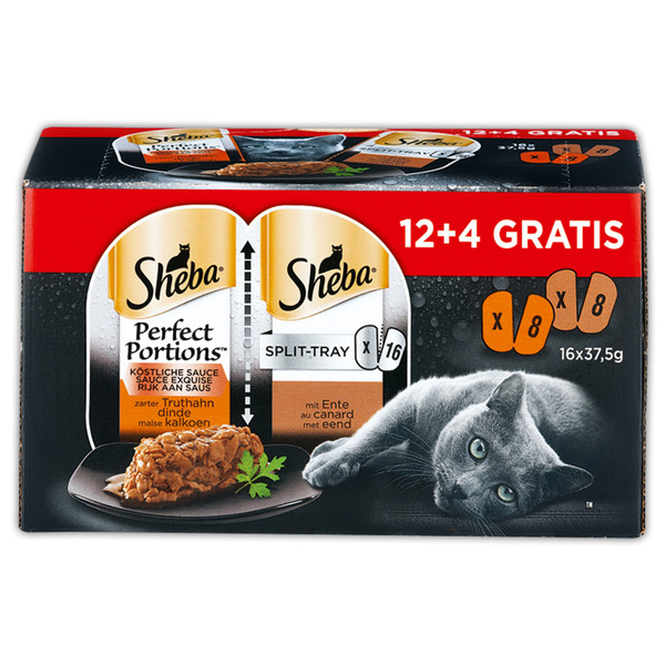 Bild 3 von Sheba Perfect Portions Split-Tray Sauce mit Truthahn und mit Ente 12 + 4 Gratis, 600g