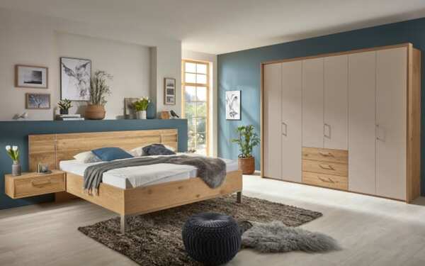 Bild 1 von Disselkamp - Schlafzimmer Cadiz, Balkeneiche Furnier/Lack taupe, Absetzungen Eiche Riffholz