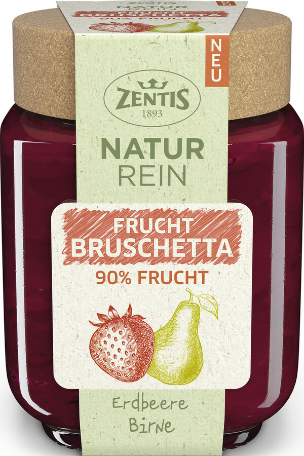 Bild 1 von Zentis Naturrein 90% Frucht Bruschetta Erdbeere-Birne 200G