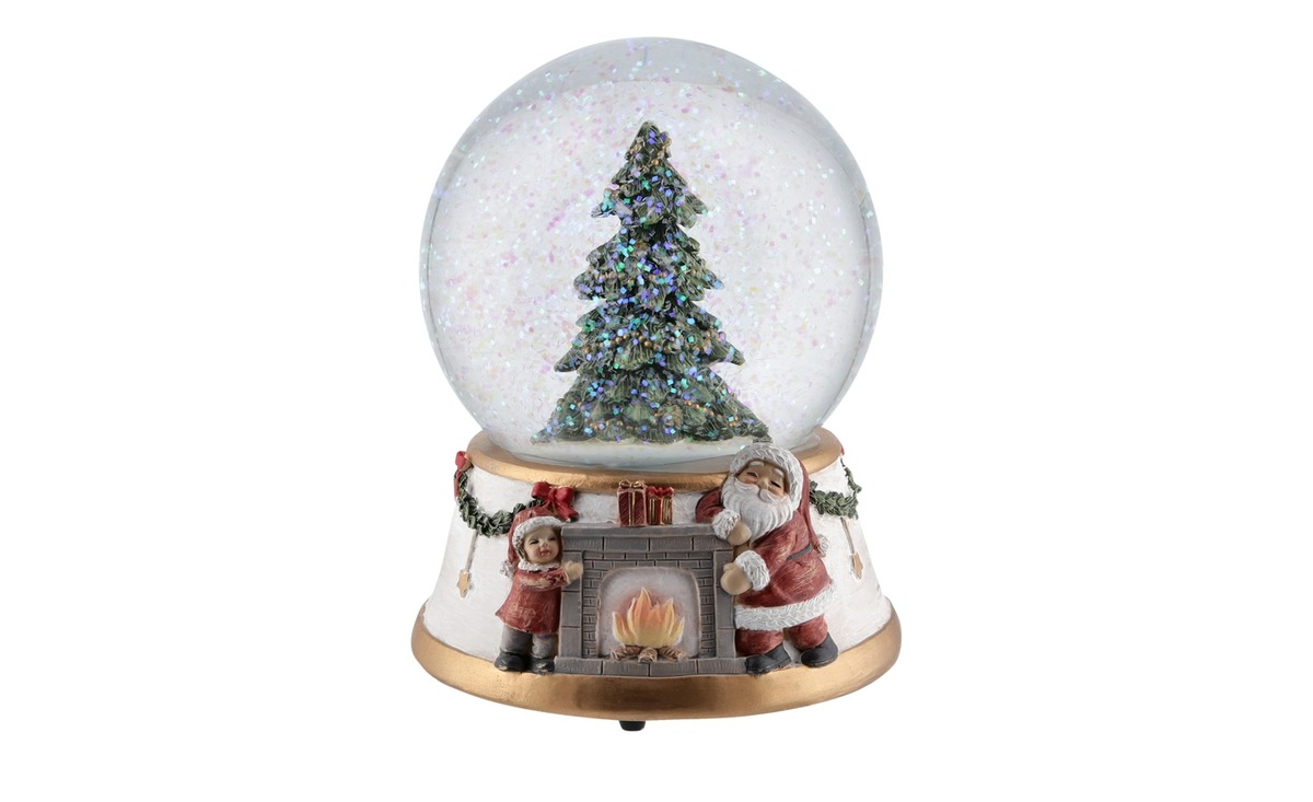 Bild 1 von Schneeballkugel Tannenbaum mit Musik grün Polyresin (Kunstharz), Glas , Kunststoff Maße (cm): H: 15  Ø: [11.0] Dekoration