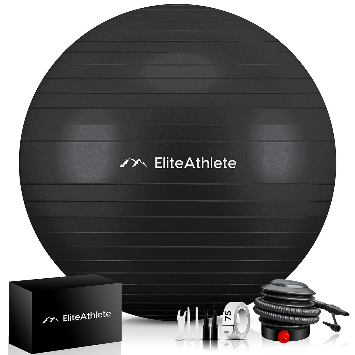 Bild 1 von EliteAthlete® Gymnastikball Sitzball Büro ergonomisch mit Anti Burst System - Fitness Yoga Pilates Schwangerschaft - Schwangerschaftsball Fitnessball Yogaball - Yoga Ball inkl. Luftpumpe - Black 55