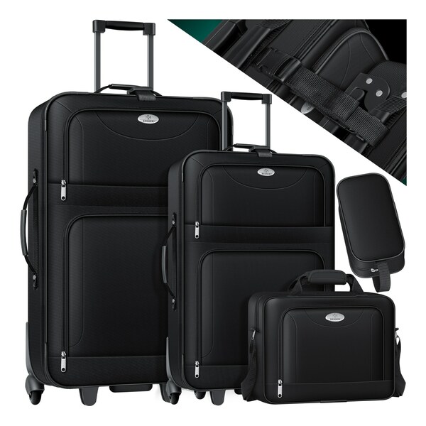 Bild 1 von KESSER® 4tlg Trolley Kofferset   Reisekoffer Set  mit Rollen   Komplettes Business 4er Set   S M L XL   Netzfach   Rollen   Teleskopgriff   Koffer Reisetaschen Stoffkoffer   Handgepäck