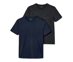 2 T-Shirts mit Merinowolle, blau