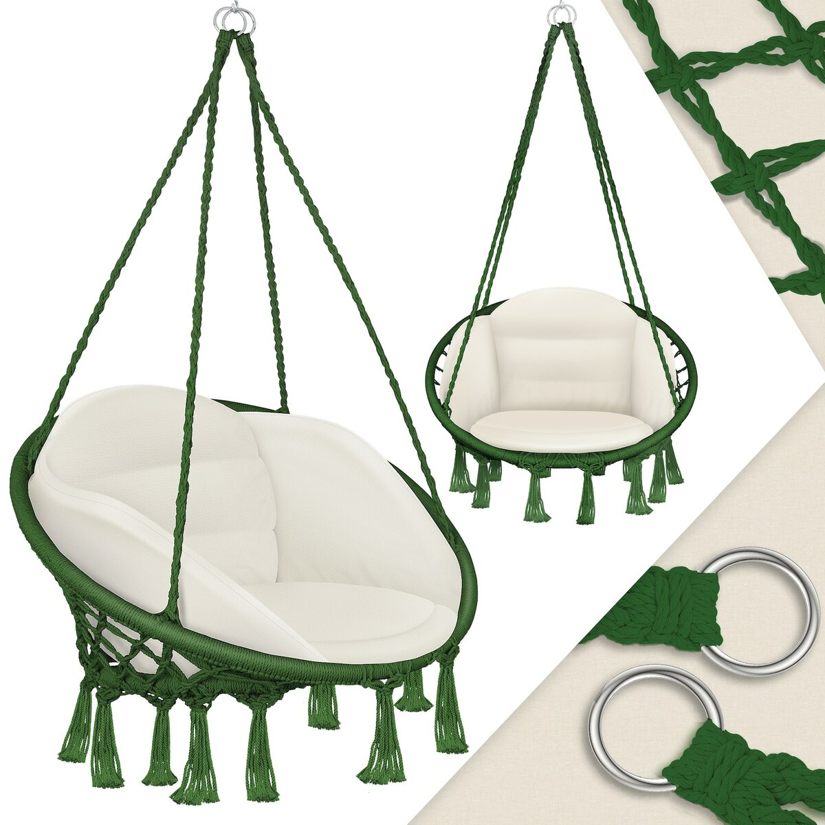 Bild 1 von KESSER® Hängesessel mit Kissen - Chill Hängestuhl zum Aufhängen für Erwachsene & Kinder Hängematte bis 150 kg Hängesitz Aufhängung Indoor & Outdoor Wohn & Garten Terrasse