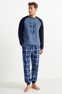 C&A Weihnachts-Fleece-Pyjama, Blau, Größe: 3XL