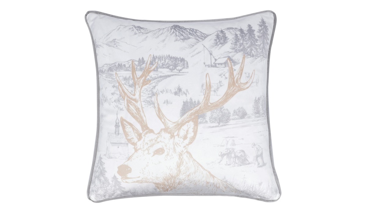 Bild 1 von LAVIDA Kissen  Hirsch/Wald grau Maße (cm): B: 45 Heimtextilien