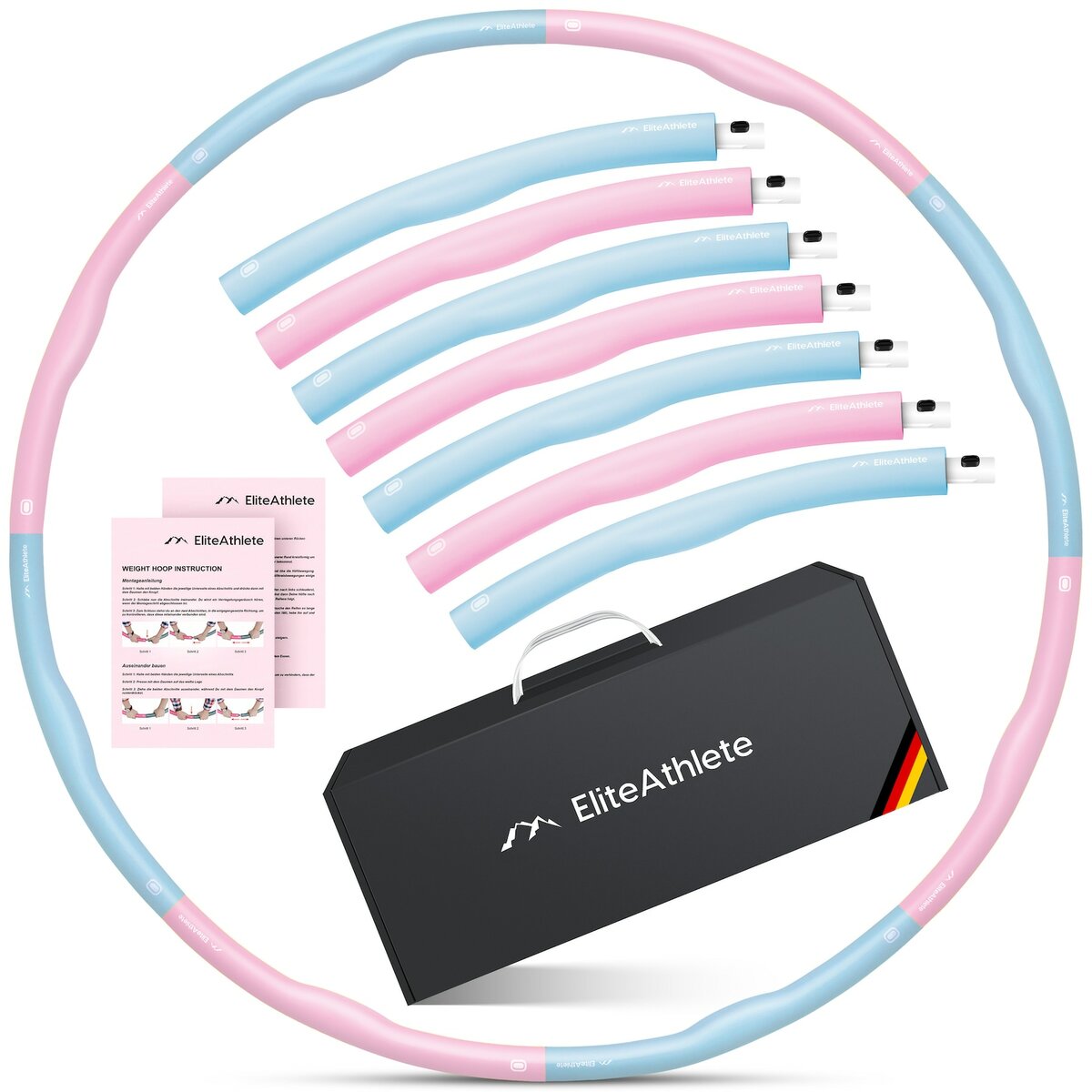 Bild 1 von EliteAthlete® Fitnessreifen - Fitness Hula Hoop Reifen Erwachsene - 1,2kg für Anfänger + Fortgeschrittene - Hullahub Reifen zum Abnehmen - Hoola Hoop Reifen inkl. Anleitung - Candy