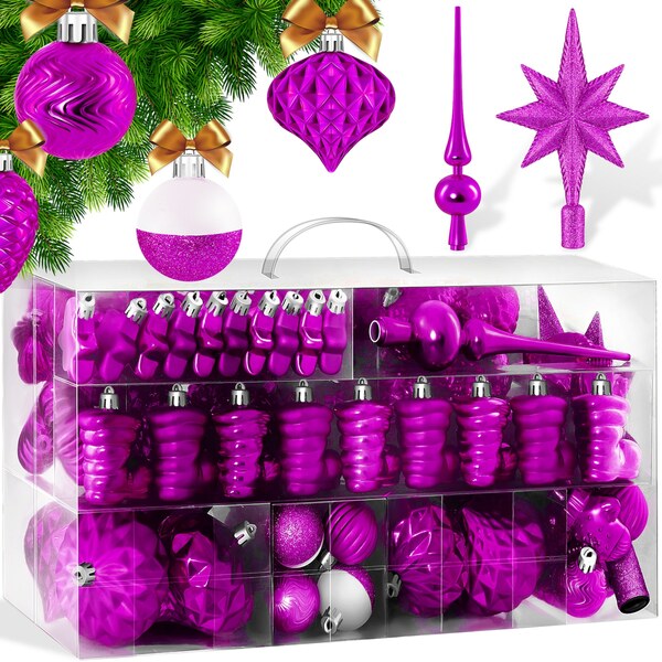 Bild 1 von KESSER® Weihnachtskugeln 101-teiliges Set mit Baumspitze Christbaumkugeln Kunststoff Bruchsicher mit Plastik Weihnachtsbaumkugeln Box Weihnachtsbaum Weihnachtsdeko Deko & Christbaumschmuck