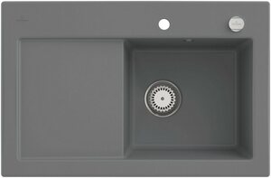 Villeroy & Boch Küchenspüle Subway 45, rechteckig, 78/20 cm, vorgebohrt mit 2 Hahnlöchern, Inkl. Ablaufgarnitur mit Excenterbetätigung, aus Keramik, 780 x 510 mm, mit CeramicPlus