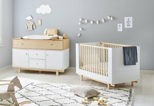 Pinolino® Babymöbel-Set Boks, (Spar-Set, 2-St., Kinderbett, Wickelkommode), extrabreit, mit Kinderbett und Wickelkommode, Made in Europe