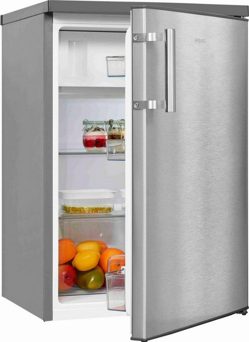 exquisit Kühlschrank KS164H010D inoxlook, 85 cm hoch, 56 cm breit