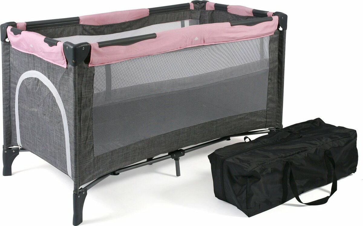 Bild 1 von CHIC4BABY Baby-Reisebett Luxus, Melange Rosa, inkl. Transporttasche