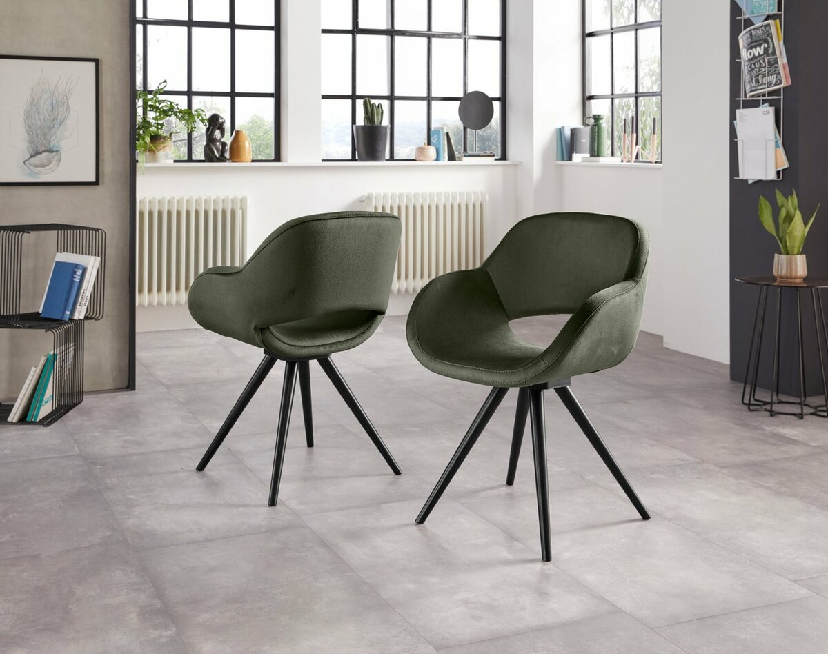 Bild 1 von INOSIGN Armlehnstuhl Aurora (Set, 2 St), Gestell aus Massivholz Buche in schwarz lackiert