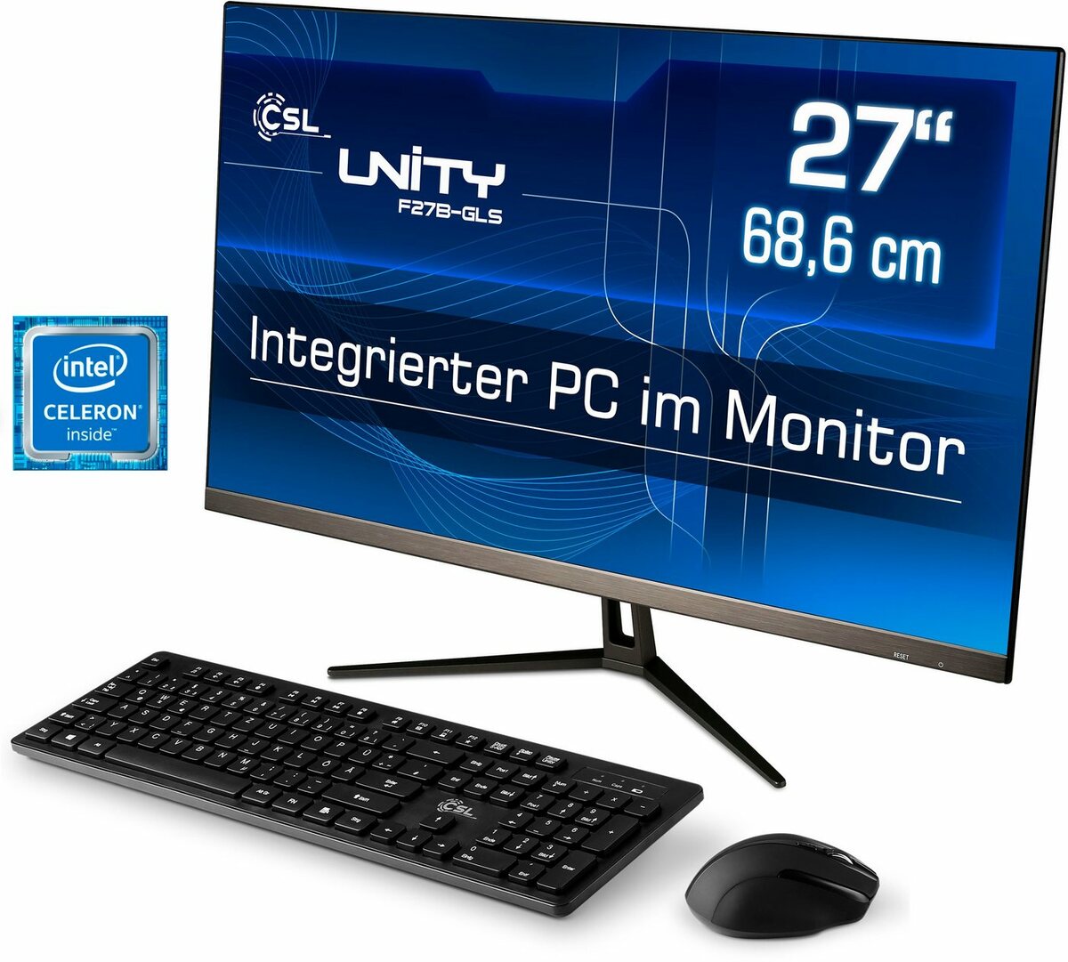Bild 1 von CSL Unity F27-GLS mit Windows 10 Pro All-in-One PC (27 Zoll, Intel® Celeron Celeron® N4120, UHD Graphics 600, 8 GB RAM, 256 GB SSD)
