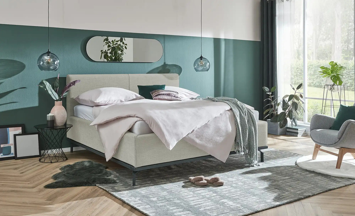 Bild 1 von Polsterbett mit Bettkasten Delphi Variante D 180 cm ohne Matratzen Hellgrau