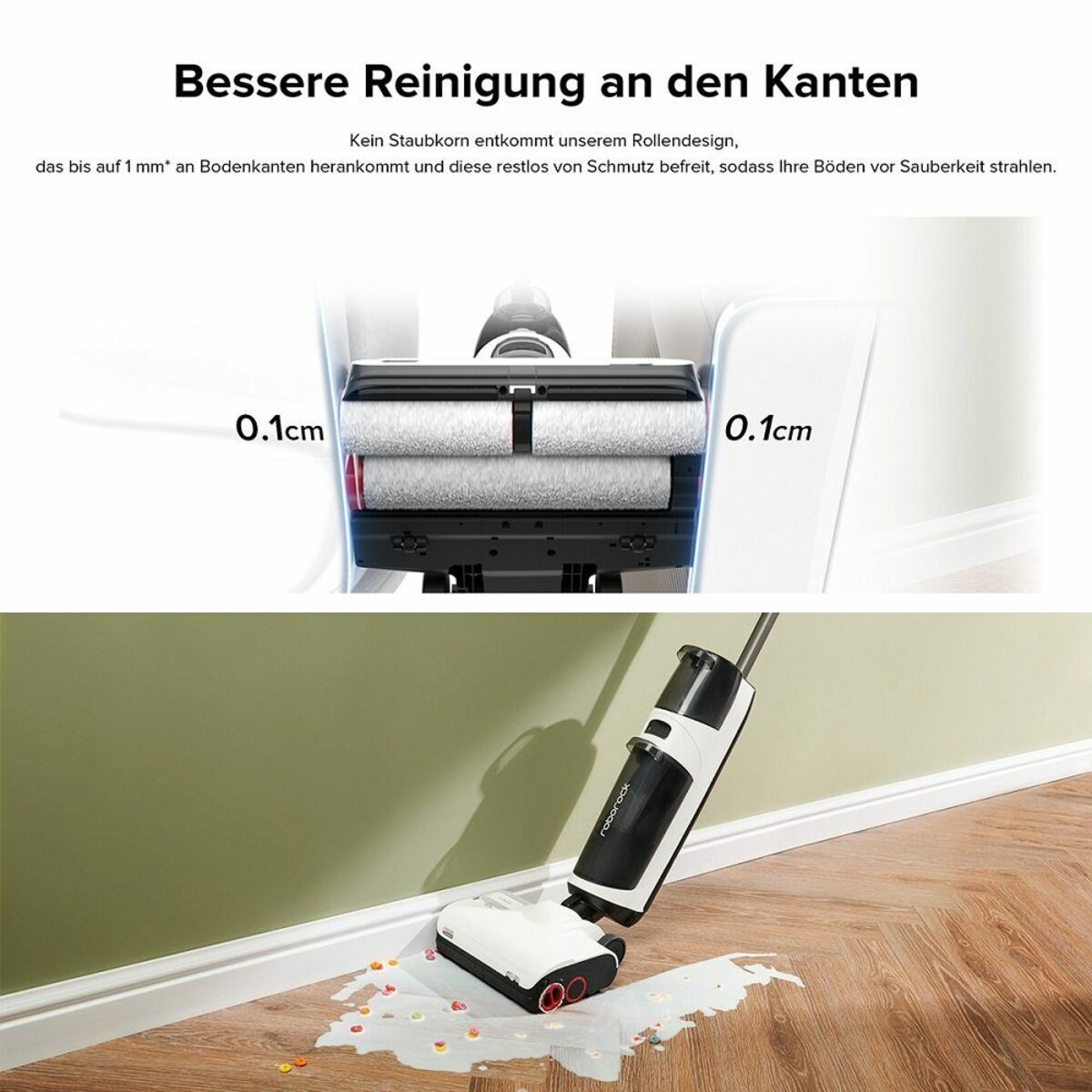 Bild 4 von Roborock Nass-Trocken-Sauger Dyad Pro mit Waschmittel (480ml), 260,00 W, Selbstreinigende, Selbsttrocknende, Automatische Dosierhilfe, Doppelbürste, Extreme Kante 1mm