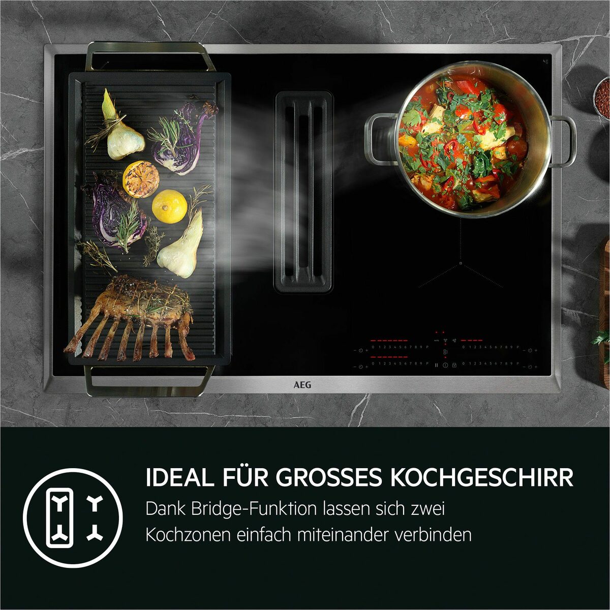 Bild 4 von AEG Kochfeld mit Dunstabzug COLI84COXB