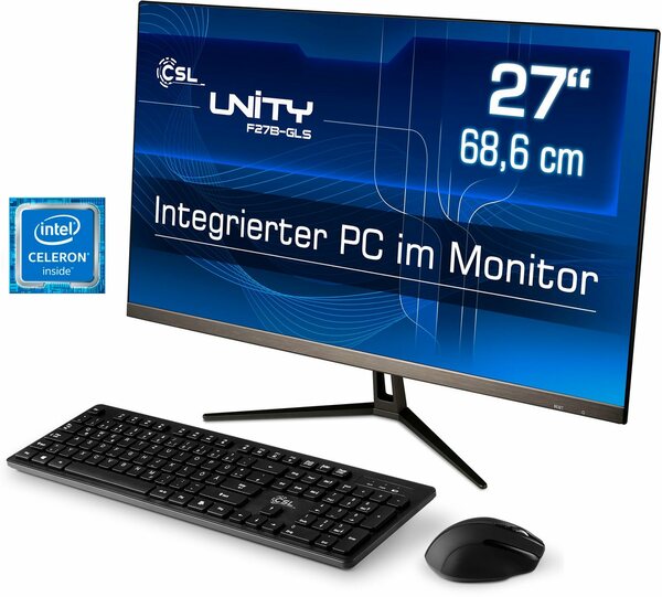 Bild 1 von CSL Unity F27-GLS mit Windows 10 Home All-in-One PC (27 Zoll, Intel® Celeron Celeron® N4120, UHD Graphics 600, 8 GB RAM, 128 GB SSD)