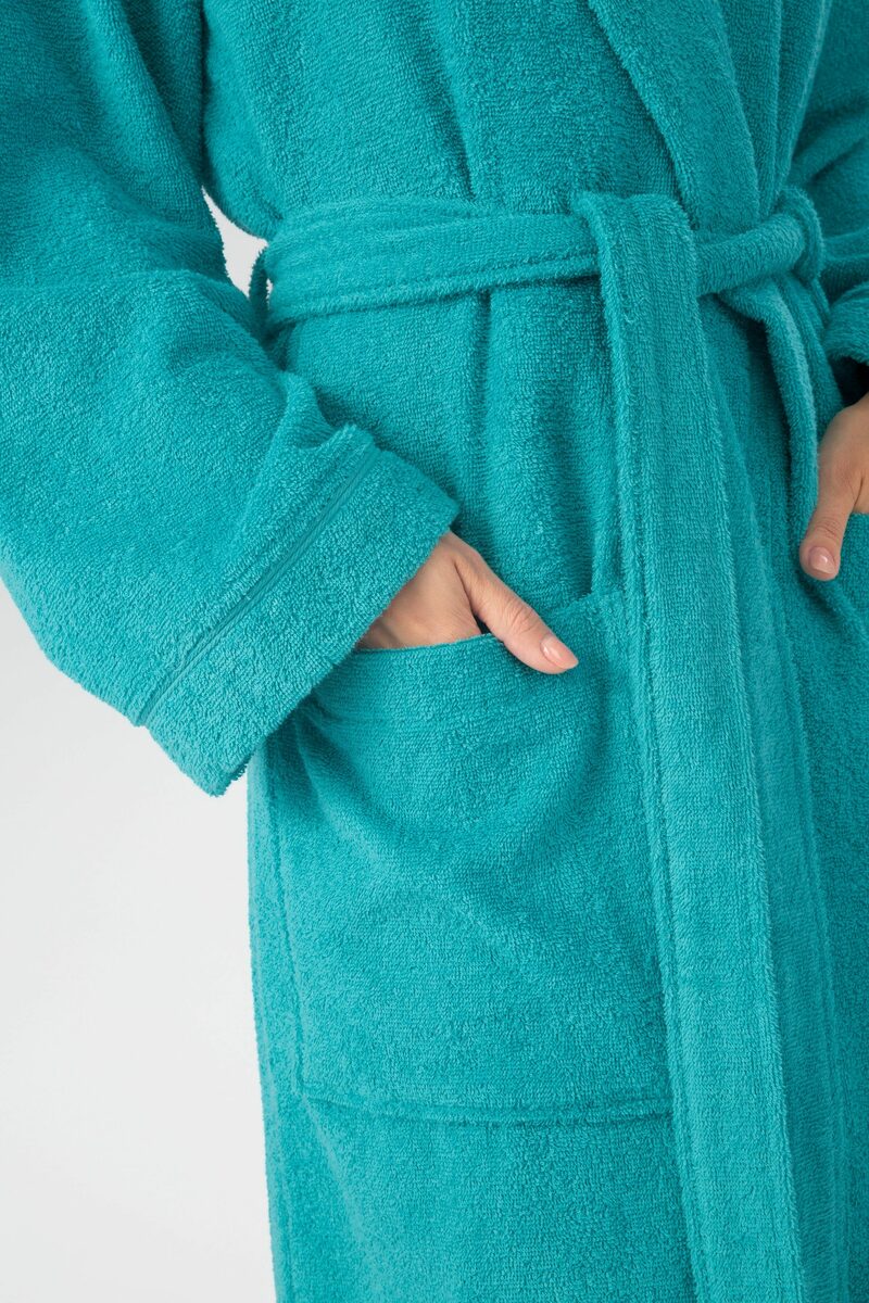 Bild 3 von my home Unisex-Bademantel Sanremo, Langform, Baumwolle, Kapuze, Gürtel, mit Taschen, Damen & Herren Bademäntel, S-3XL