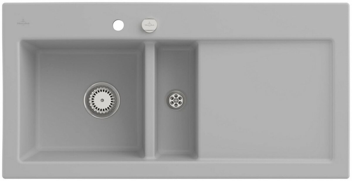 Bild 1 von Villeroy & Boch Küchenspüle Subway 60, rechteckig, 100/20 cm, (inklusive Ablaufgarnitur mit Excenterbetätigung), vorgebohrt mit 2 Hähnlöchern, aus Keramik, 1000 x 510 mm, CeramicPlus