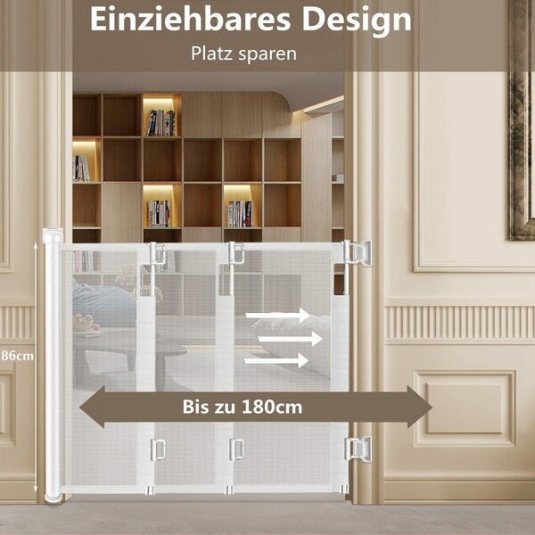 Bild 2 von bioby Türschutzgitter (Einziehbare Tore für den Innenbereich Einziehbare 180x86cm), für Kinder, Sicherheit, Hund, Haustier, Treppengeländer, Zaun