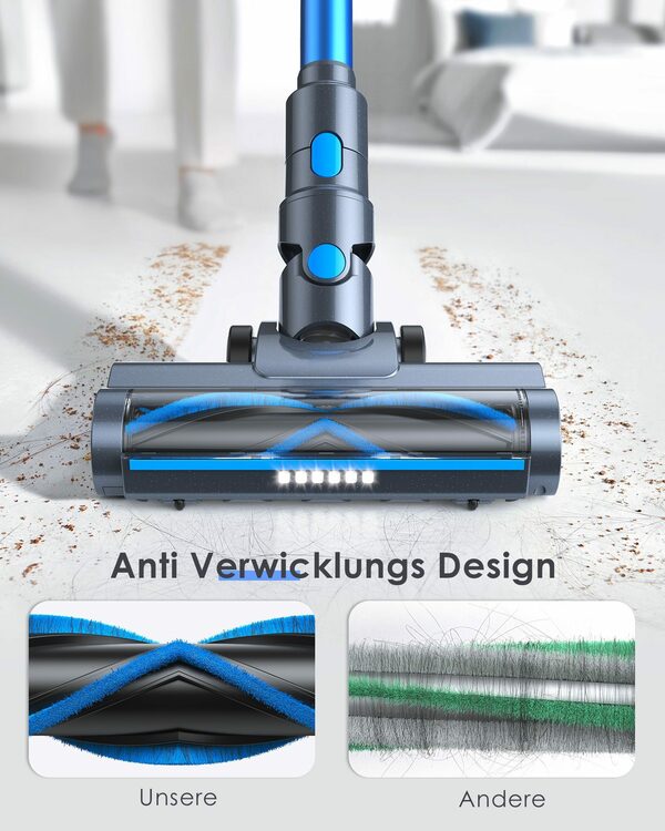 Bild 3 von oyajia Akku-Hand-und Stielstaubsauger 6in1 Kabellos 23Kpa Akkusauger mit Anti-Tangle-Rollenbürste, 225,00 W, beutellos, 45 Min. Laufzeit für Hartboden, Teppich, Tierhaare
