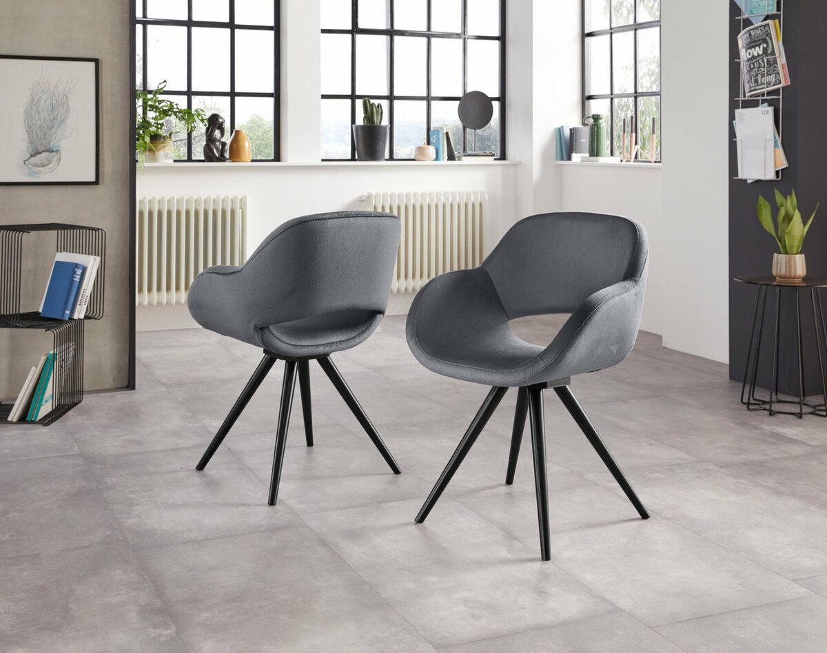 Bild 1 von INOSIGN Armlehnstuhl Aurora (Set, 2 St), Gestell aus Massivholz Buche in schwarz lackiert